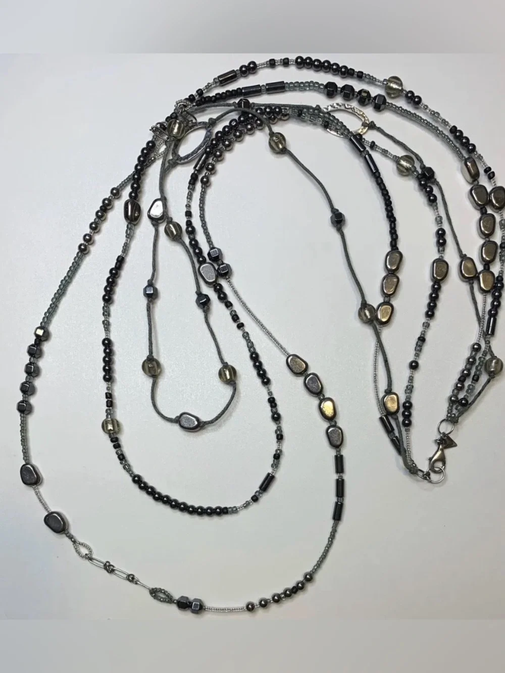 * Silpada Dewdrops Multi-Strand Sterling Hematite Bead Necklace N2097 *
